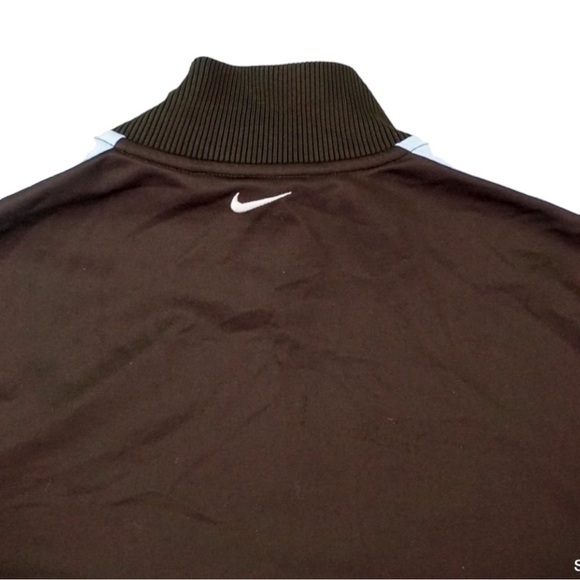 NIKE Vintage Y2K Spellout Track Zip Up Jacket in Brown / Baby Blue Size XL - Picture 6 of 9